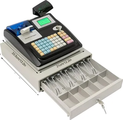 Produktbild von Elektronische Registrierkasse, Dual-Displays, 48-Tasten-Tastatur, schwarz