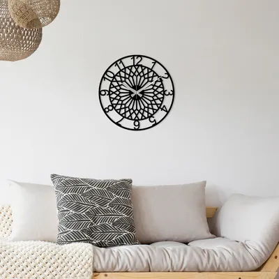 Produktbild von Opviq, Enzoclock- ENZ1409, Schwarz, Wanduhren, 48 x 48 cm, 100% Metall (Dicke: 1