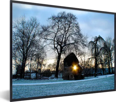 Produktbild von MuchoWow® Gerahmtes Poster Sonne - Winter - Nijmegen 80x60 cm - Poster mit Schwarzem Bilderrahmen Wandposter Rahmen Foto Bilder - Schwarzem - Mit Gestell