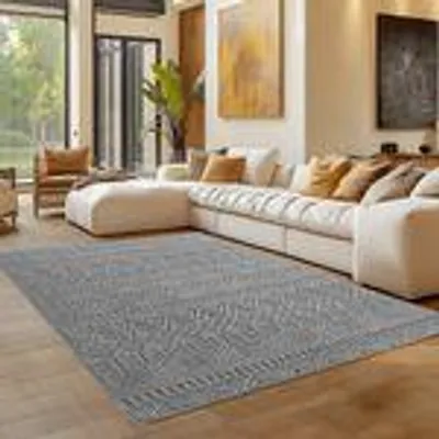 Produktbild von Bouclé Teppich Carpettex für Wohnzimmer Schlafzimmer Büro weich pflegeleicht strapazierfähig modern , Größe : 200 x 290 cm , Farbe : Silber-3