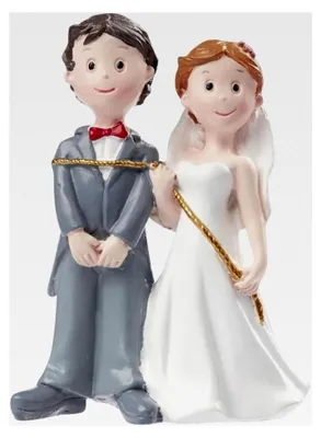 Produktbild von Hochzeitspaar mit Seil Figur Deko Brautpaar Tortendeko 8 cm