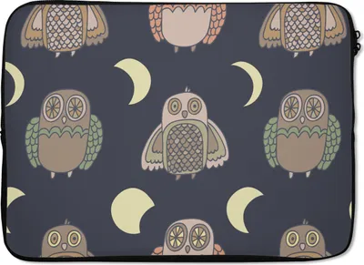 Produktbild von MuchoWow® Laptop Hülle 13 Zoll Eule - Muster - Mond Laptoptasche - Laptophülle - Sleeve - Rundumschutz