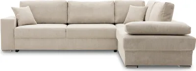 Produktbild von Ecksofa FESTINA 290/230 RECHTS mit schlaffunktion und Bettkasten - L-förmig - Cordstoff - Stoff POSO 100 Beige