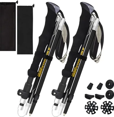 Produktbild von Famanu Trekkingstöcke ultraleicht 110-135 cm - Faltbare Aluminium Wanderstöcke mit Gummipuffern