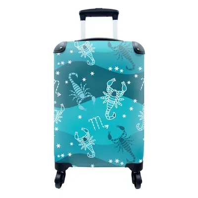 Produktbild von MuchoWow® Koffer Handgepäck Trolley Rollkoffer Kleine Reisekoffer mit 4 Rollen - Skorpion - Tierkreiszeichen - Muster - Cabin Size < 55x40x23 cm & 55x40x20 cm - Fotokoffer - Kabinenkoffer - Boardgepäck - Reise-Box - Reisekoffer - Reisegepäck - Koffer mit Bild - Trolley für Kinder
