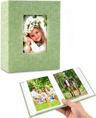 Image de Album photo, 100 photos, format 10x15 cm, vert clair, couverture en lin, album à pochettes