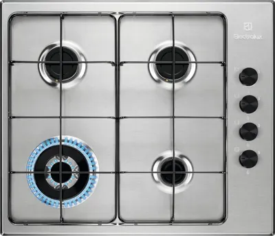 Image de Electrolux EGS6414X Triple Crown Table de cuisson à gaz, acier inoxydable, 60 cm