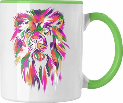 Produktbild von Trendation - Löwe Polygon Tasse Geschenk Löwen-Liebhaber Wildniss (Grün)