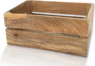 Produktbild von Holz Kiste natürlich braun 41 x 31cm vintage Aufbewahrungsbox Obstkiste Weinkiste Holzkiste