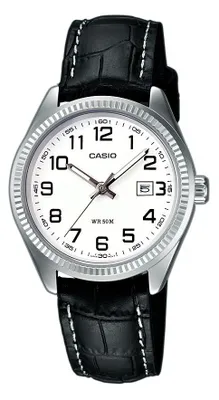 Produktbild von Casio Damenuhr LTP-1302L-7BVEF Lederarmband schwarz weiss