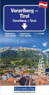 Obrázek produktu pro Kümmerly+Frey Regionální silniční mapa Vorarlbersko, Tyrolsko 1:175 000
