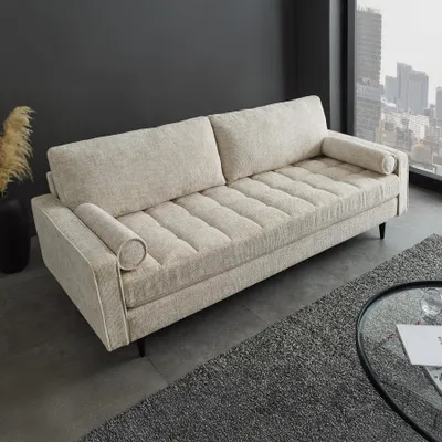 Produktbild von riess-ambiente Design Sofa COZY VELVET 220cm beige Chenille Federkern 3-Sitzer Couch