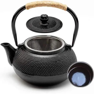 Productafbeelding van Gusseisen theepot met infuser, 800 ml, zwart geëmailleerd