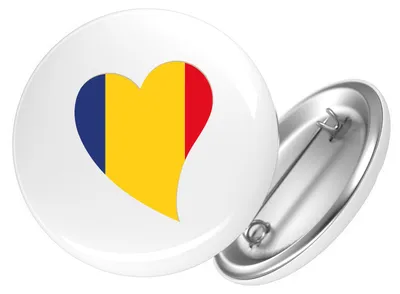 Produktbild von Huuraa Button Rumänien Flagge Herz 25mm rund mit Sicherheitsnadel Ansteckbutton Geschenkidee