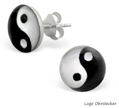 Produktbild von Yin Yang Schmuck aus 925er Silber: Ohrstecker und Zehenring Ohrstecker Logo