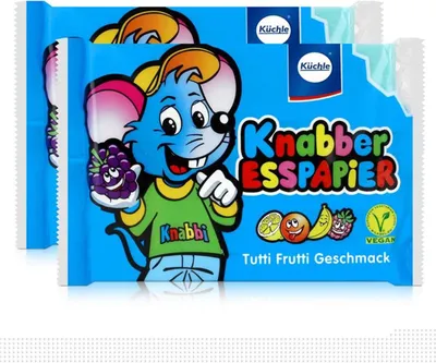 Produktbild von Küchle Knabber Esspapier blau Tutti Frutti Geschmack 25g Essoblaten (2er Pack)