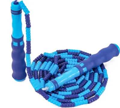 Produktbild von Springseil für Kinder und Erwachsene, verstellbares Springseil verziert mit künslichen Perlen, blau hellblau