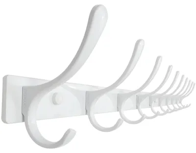 Immagine prodotto di Gancio appendiabiti da parete, barra con 10 ganci, acciaio inossidabile, bianco