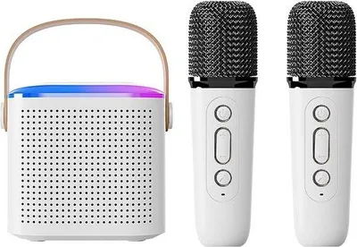 Obrázek produktu pro Přenosná karaoke sada se 2 bezdrátovými mikrofony a LED osvětlením