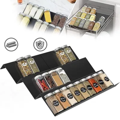 Produktbild von Gewürz Organizer Schublade, 6 Stück Abnehmbares Gewürzregal, 3 Etagen Gewürz Schubladeneinsatz aus Kunststoff, Spice Rack für Arbeitsplatte/Schrank