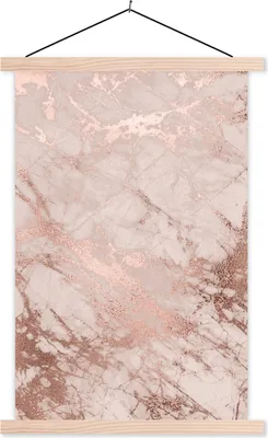 Produktbild von MuchoWow® Textilposter Marmor - Rosa - Luxus - Marmoroptik - Glitzer - Design 120x180 cm mit holzfarbenen Rahmen - Textil-Plakat