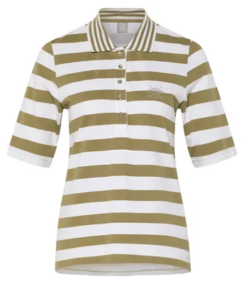 Produktbild von Rabe T-Shirt Grün Größe 52 mit Polokragen, Streifenmuster und Baumwollmix