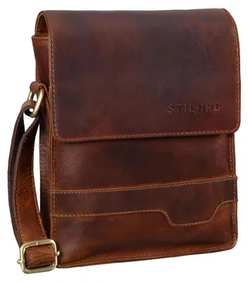Zdjęcie produktu dla STILORD Torebka skórzana męska vintage 8 cali brązowa