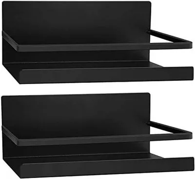 Produktbild von Famanu Kühlschrankregal mit Magnetischem Kräuterregal und Ablage - Küchenregal Organizer, Schwarz, 2 Stück
