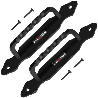 Produktbild von Set mit 2 schwarzen Türgriffen aus Schmiedeeisen