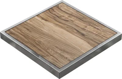Produktbild von BRASIL | Gastro Tischplatte | B:T 60 x 60 cm | Sheesham | Chrom Rand | Quadratisch | Gastro Tischplatte