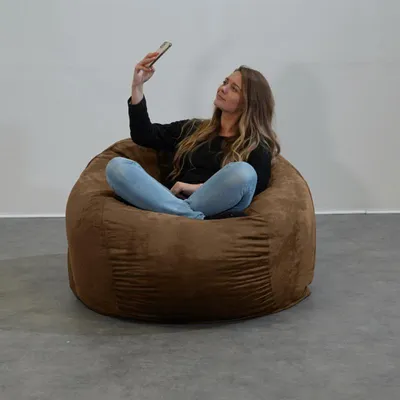 Image de Pouf géant déhoussable microsuède chocolat 120 cm