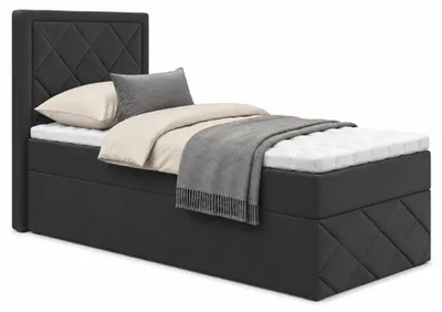 Produktbild von Bett, Boxspringbett DORMI MINI 3, 80x200 cm mit Bettkästen, Topper Visco (Schwarz: Itaka 15)