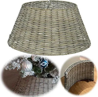 Produktbild von LS-LebenStil Weihnachtsbaum Rock Weide 57cm Grau Christmas Tree Skirt Christbaumständer Weihnachtsbaumkorb Christbaum Tannenbaum Ständer Weihnachten