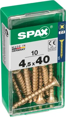 Image de Boîte 10 Unités. Vis A Bois Spax Cab. Plat Yellox 4.5x40mm Spax