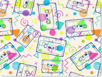 Produktbild von MuchoWow® Mauspad Mousepad Muster - Retro - Kassette - 1980er Jahre 23x19 cm - Mousepads - Maus Mat - Pad - Mausunterlage - Schreibtischunterlage - Mauspad