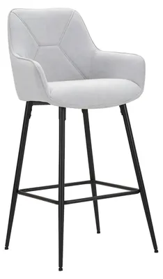 Immagine prodotto di Set 2 Sgabelli Bar GREY 55x55x109 cm - Sgabelli in Tessuto Imbottito con Braccioli e Gambe in Metallo Nero - Stile Glam
