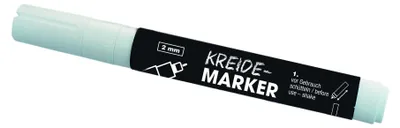 Produktbild von Schneider Flüssigkreidestift weiß 2 mm, abwischbar für Kreidetafeln, Glas, Spiegel