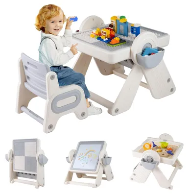 Produktbild von 6-in-1-Aktivitätstisch- und Staffelei-Set für Kinder mit Stauraum