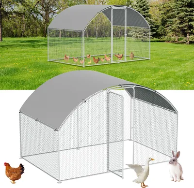 Immagine prodotto di Jopassy recinto ruspante casa del pollo tetto a cupola 3 x 2 x 2 m tetto pollaio all'aperto, acciaio zincato piccolo animale casa ruspante recinto con protezione solare pollo gabbia voliera, PE