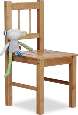 Produktbild von Relaxdays Deko Stuhl Bambus, HxBxT: 57 x 27 x 29 cm Kleiner Stuhl für Blumen, Holzstuhl, Kinderstuhl, Bambusstuhl, natur