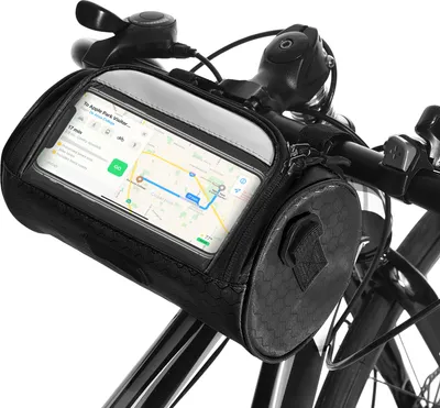 Produktbild von Fahrrad-Lenkertasche, Fahrrad-Vorderrahmen-Aufbewahrungstasche, Handy-Halterungstasche mit abnehmbarem Schultergurt