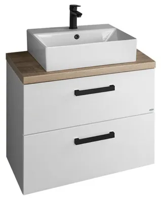 Produktbild von Aqualine VEGA Badmöbel-Set, Breite 82,5 cm, weiß/Eiche platin