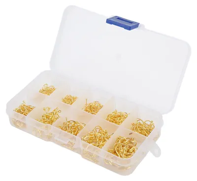 Produktbild von 500pcs Fishing Hooks Set Carbon Steel Single Circle Fishhook Fly Carp HooksGold