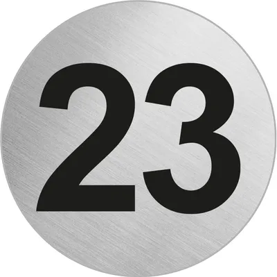 Produktbild von Türnummer Zimmernummer aus Edelstahl "23" Ø 60 mm selbstklebend
