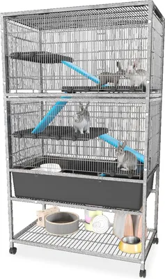 Zdjęcie produktu dla Sessamen-LP 2-poziomowa klatka dla królików mobilna klatka z siatki klatka dla królików klatka dla małych zwierząt z rampą klatka dla świnek morskich klatka dla małych zwierząt