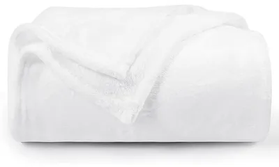 Productafbeelding van Pluizige, witte deken, 150x200 cm, XL, warme sofa-deken, zachte fleece