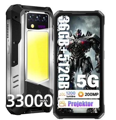 Produktbild von OUKITEL WP100 Titan 5G Outdoor Smartphone mit Projektor - 36GB+512GB - 33000mAh/66W 200MP 6.8'' 120Hz, 1200LM Campinglampe Outdoor Handy IP68 Android