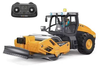 Zdjęcie produktu dla YI GONG YG131 RTR, walec drogowy RC w skali 1:50, wykonany z metalowej mieszaliny, pojazd budowlany sterowany radiowo 2.4G, z oświetleniem i dźwiękiem, kolor żółty