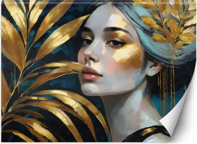Produktbild von Vlies fototapete Weiblicher Glamour Botanik 100x70 cm Feeby Gold inkl. Kleber einfache Montage
