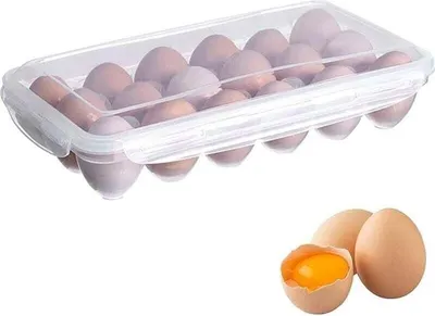 Produktbild von Eierbox, 18 Fächer, Eieraufbewahrungsbox für den Kühlschrank mit Deckel, Eierablage, Eierhalter für den Kühlschrank, Eieraufbewahrungsbehälter, Kunststoff, transparent, 32 x 1